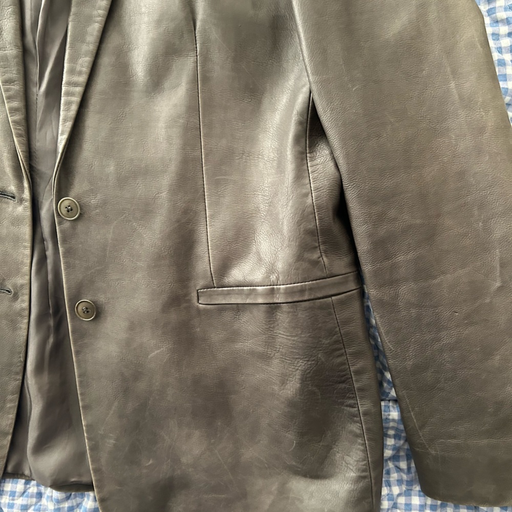 Grey Leather Jacket - Picture 8 of 9